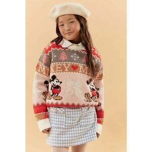 Disney X Forever 21 Mickey Mouse Fair Isle Sweater Girls Sz 14 Snowflake Holiday